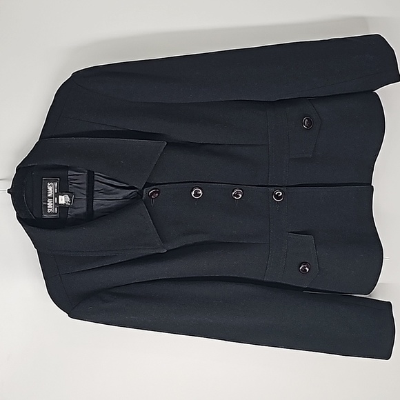 SUNNY NAMES Vintage Classic Black Structured Lined Blazer Jacket 100% Wool - Picture 1 of 10